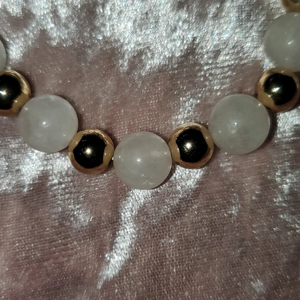 ROSE QUARTZ & Gold Bead Handmade Healing Stretch Bracelet Christmas Gift In Box - Picture 7 of 8